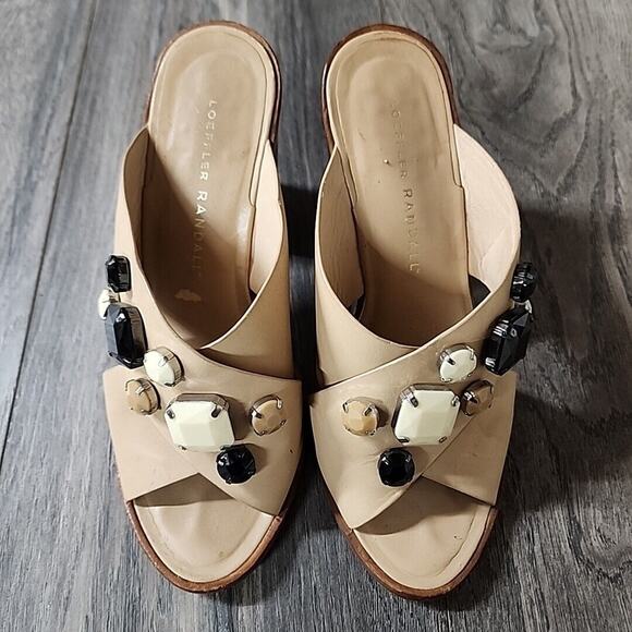 Loeffler Randall Women's Beige Slip-On Platform Open Toe Shoes Size 6B - Picture 5 of 9